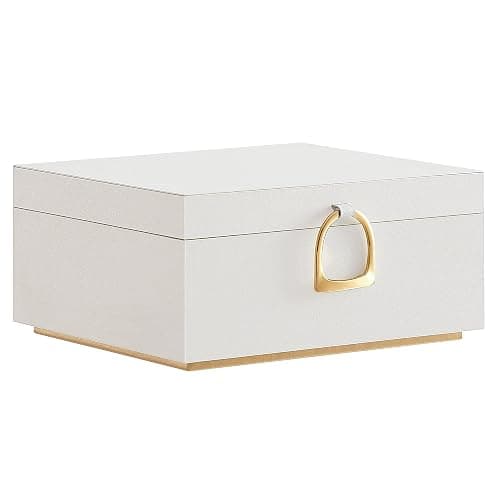 SONGMICS 2-Layer Jewelry Box, Jewelry Organizer with Handle, Removable Jewelry Tray, Jewelry Storage, Floating Effect, 8.1 x 9.4 x 4.3 Inches, Gift Idea, White UJBC165W01 - Image 1