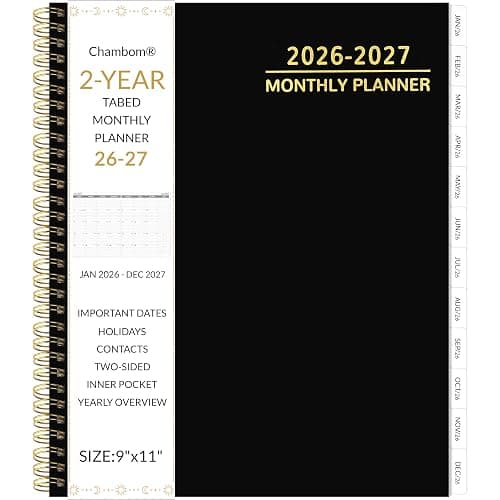 2026-2027 Monthly Planner 2 Year Monthly Planner/Calendar 2026-2027, 24 Months Calendar Planner Jan 2026 – Dec 2027, 9" x 11", Tabs, Double-Side Pocket, Holidays, Thick Paper - Image 1