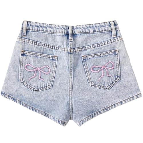 Ohrwurm Girls Ripped Raw Hem Jean Shorts High Waist Straight Leg Y2K Distressed Denim Pants with Pockets - Image 1