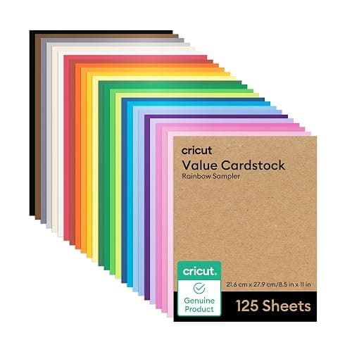 Cricut Value Cardstock Paper, Rainbow Sampler - 125 sheets (8.5" x 11") - Compatible with Joy Xtra, Explore, & Maker Machines - Letter Size - Image 1