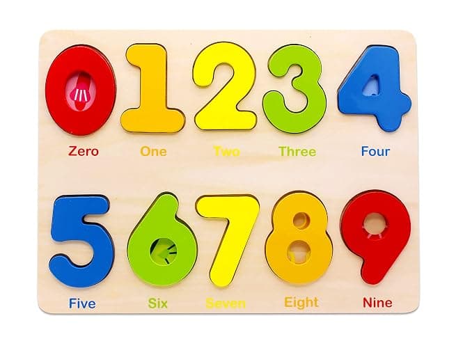 Aile Wooden Preschool Learning Number Puzzles Toys for Kids Age 2-4, Educational Toys - Number puzzle - Image 1
