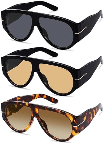 YMRFW Oversized Retro Aviator Sunglasses for Women Men Trend 70s Thick Classic Vintage Style Sun Glasses - Image 1