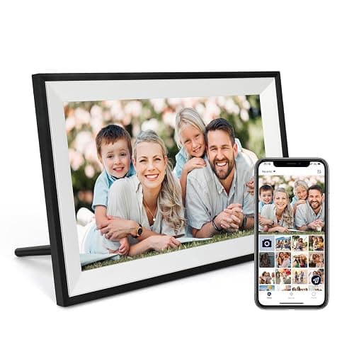 Digital Photo Frame 10.1 Inch WiFi Digital Picture Frame IPS HD Touch Screen Smart Cloud Photo Frame with 32GB Storage, Auto-Rotate, Easy Setup to Share Photos or Videos Remotely via AiMOR APP (Black) - Image 1