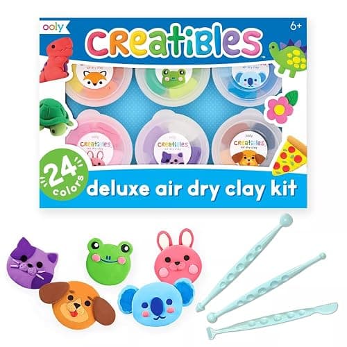 Ooly Creatibles, Easter Activities for Kids, 24 Colors Air Dry Clay Kit for Craft, Modeling Clay with 3 Shaping Tools, Craft Supplies & Materials, Airdry DIY Art Set for Kids Ages 6 and Up - 24 Colors Complete Set - Image 1