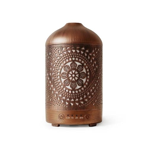 Earnest Living Essential Oil Diffuser Metal Diffuser 100 ml Timers Night Lights and Auto Off Function Home Office Humidifier Aromatherapy Boho Decor Gift - Image 1