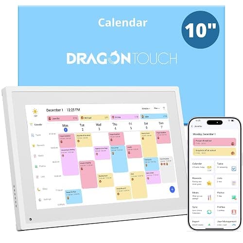 Dragon Touch Calendar, 10.1" Digital Calendar, Gift for Busy Families Scheduling, 2026 Family Wall Planner, 1080P Full HD Interactive Touchscreen, Smart Chore Chart and Home Organization, UK Adapter - Image 1