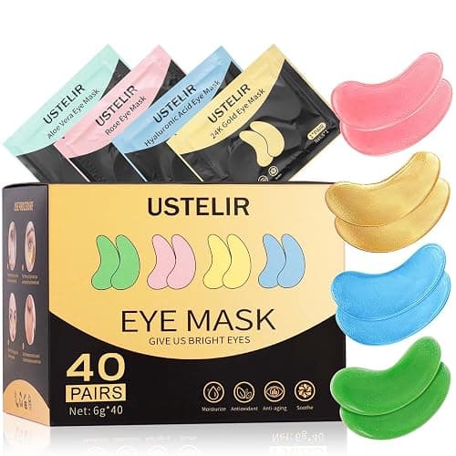 Under Eye Patches, 40 Pairs Eye Mask for Dark Circles, Puffy Eyes, Undereye Bags,Wrinkles,Eye Mask Patches with 24K Gold, Hyaluronic Acid,Rose & Aloe Vera, Eye Treatment Skin Care for Men & Women Gift - Image 1