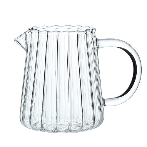 CHOOLD Elegant Wave Shaped Crystal Glass Creamer Coffee Pitcher/Serving Jug for Kitchen - Milk and Sauce - 8.5 oz - Image 1