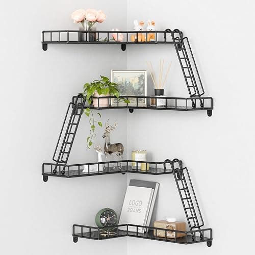 Big Lighting Deals Fire Escape Wall Shelf, Metal Figure Display Shelf, 4 Tier Unique Floating Shelves for Wall Corner, New York Decorative Shelves for Bathroom & Living Room & Home Décor (Black) - Image 1