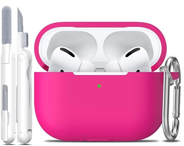 R-fun for AirPods Pro 2nd/1st Generation Case with Cleaner Kit,Soft Silicone Protective Case Cover for Apple AirPod Pro 2/1 for Women Men,AirPods Pro Case Accessories with Keychain,Rose Pink - Image 1