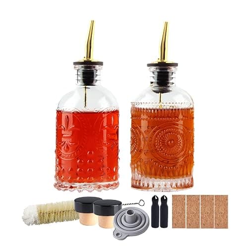 Shining Craft Coffee Syrup Dispenser Bottles Set 2 Pack 7 OZ Simple Small Syrup Bottles Set with Metal Pour Spout Ideal for Coffee Syrups, Condiments, Coffee bar, SC056 (2 pack) - Image 1