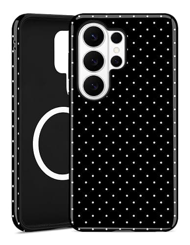 Aitipy Compatible with MagSafe Polka Dot Phone Case for Samsung Galaxy S24 Plus,Cute Aesthetic Polka Dot Magnetic Soft TPU and Hard PC Protective Phone Cover for Women Girls - Black - Image 1