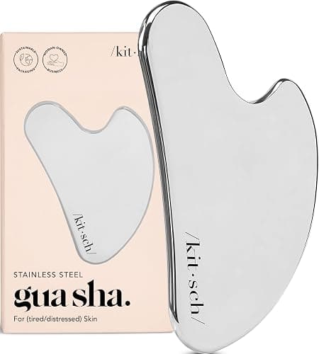 Kitsch Stainless Steel Guasha Tool for Face - Silver | Stainless Steel Gua Sha Facial Tools | Face Sculpting Tool and Double Chin Reducer, Neck & Lymphatic Drainage Massager - Image 1