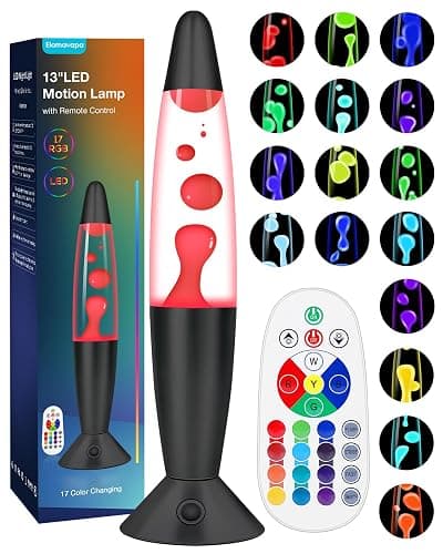 Black Liquid Motion Lamps 17 Colors Changing with Remote, 13.5 Inch LED Night Light for Kids Adults, Mood Lighting Small Table Lamp for Bedroom Nightstand Office Decor, Cool Birthday Christmas Gifts - Image 1