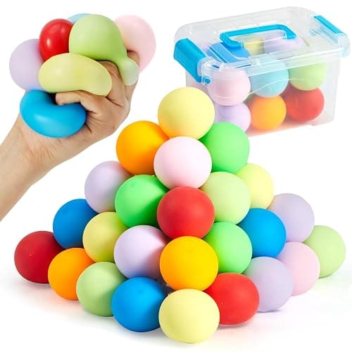 JOYIN 24 Pack Slow Rising Stress Balls, Squishy Sensory Fidget Toys, Hand Therapy Balls for Anxiety Relief, Classroom Prize Box Toys for Kids, Goodie Bag Stuffers, Party Favors - Image 1