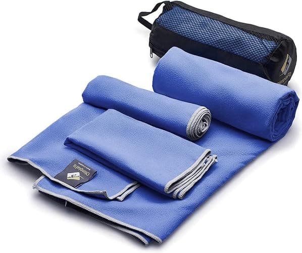 OlimpiaFit Quick Dry Towel - 3 Size Pack of Lightweight Microfiber Travel Towels w/Bag - Fast Drying Towel Set for Camping, Beach, Gym, Backpacking, Sports, Yoga & Swim Use - Image 1