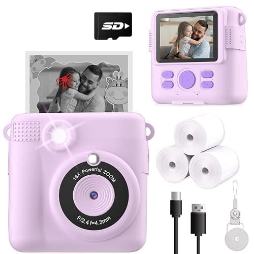 ESOXOFFORE Instant Print Camera for Kids, Christmas Birthday Gifts for Girls Boys Age 3-12,Kids Digital Cameras for Toddler, Portable Toy for 3 4 5 6 7 8 9 10 Year Old Girl -Purple - Image 1