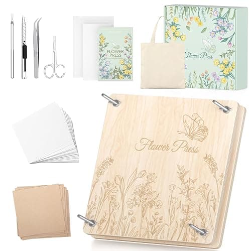 Wakhow Flower Press Kit – 11" x 11" Large Wooden Flower Presser for Adults & Teens | DIY Bouquet Preservation & Dried Flower Art | Ideal Gift for Nature & Craft Lovers - Image 1