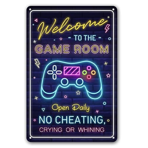Welcome to the Game Room Sign - Cool Gaming Decor Gifts for Boys and Teens | Perfect Game Room Accessories and Decor, 12 x 8 Inch (268) - Image 1