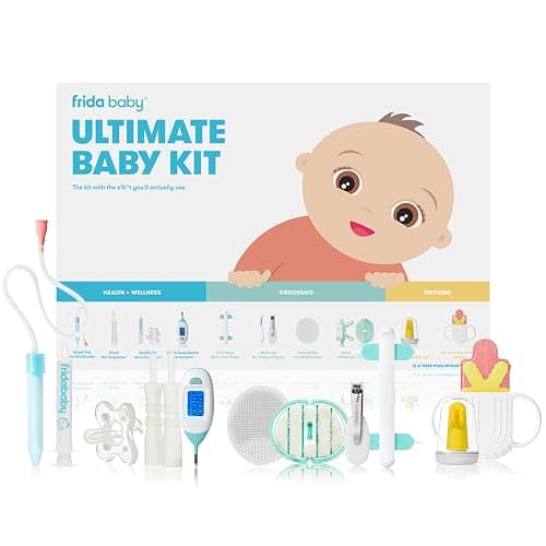 Frida Baby Ultimate Baby Kit, 10 piece New Born Essentials Gift Set Includes Wellness Sick Day, Gas Relief, Grooming Tools & Teething Toys - Image 1