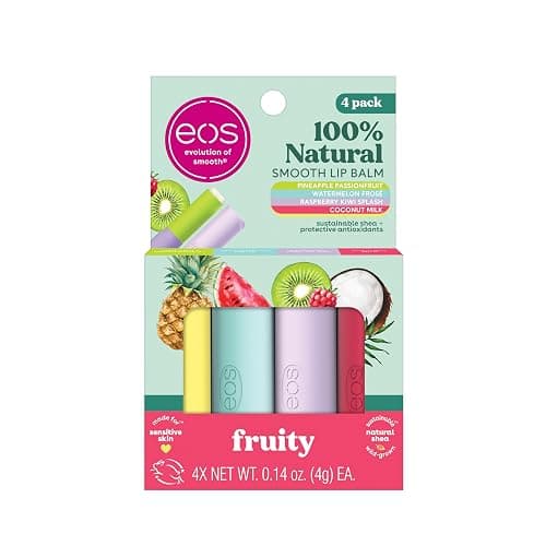 eos 100% Natural Lip Balms- Coconut Milk, Pineapple Passionfruit, Watermelon Frosé & Raspberry Kiwi Splash, All-Day Moisture Lip Care, 0.14 oz, 4-Pack - Image 1