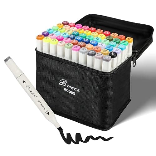 Buecs Alcohol Markers: Double Tipped Art Marker, 60 Count, suitable for Adults Artists Painting, Coloring Drawing Sketching, Multicolor - Image 1