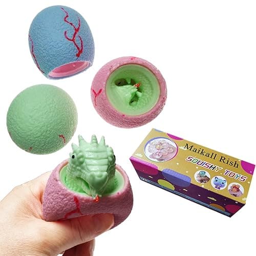 Dinosaur Egg Evil Squeeze Toys 3 Pack Funny Pop Out Dinosaurs of Egg Decompression Stress Toys for Adults Kids, Colorful Squish Fidget Toy Relief Autism Silicone Decompression Toy(Boxed) - Image 1