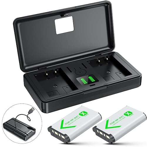 (Auris) NP-BX1 Battery(2 Pack) and Charger(2CH) Set,Camera Accessories kit for Sony Lithium Ion NP-BX1,RX100 VII/VIII,ZV1 II,ZV1F,ZV-1F,DSC-HX400,RX1 Rechargeable Dual Batteries Case,Replacement Attachments - Image 1