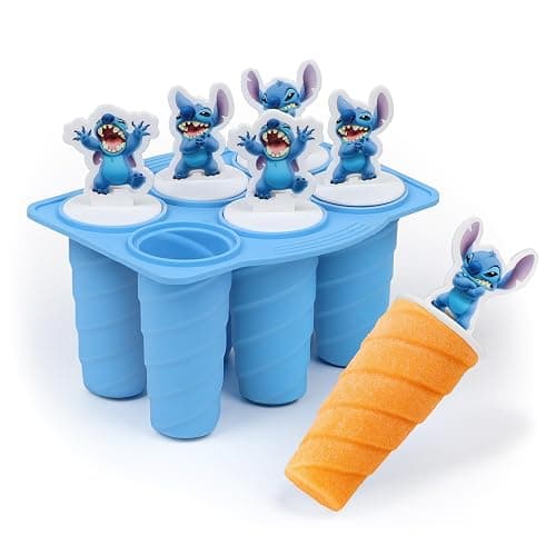 Disney Silicone Popsicle Molds – 6 Reusable Popsicles Molds Featuring Mickey & Friends or Stitch – BPA-Free Flexible Silicone Ice Pop Mold and Popsicle Maker for Frozen Treats - Small - Stitch - Image 1