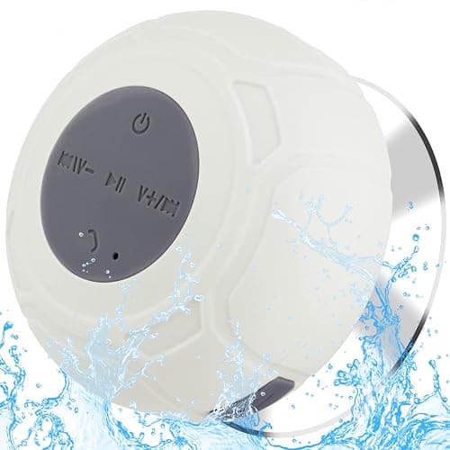 Annlend Waterproof Bluetooth Shower Speaker Portable Wireless Water-Resistant Speaker Suction Cup,Built-in Mic Gifts for Kids Speakerphone for iPhone Phone Tablet Bathroom Kitchen - White - Image 1