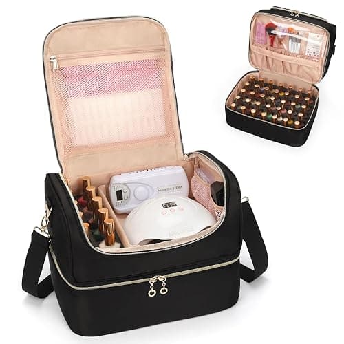 CUBETASTIC Nail Polish Organizer, Portable Nail Polish Storage Case Holds 45 Bottles Nail Polish & Nail Lamp, Travel Nail Supplies Organizer for Nail Tech Kit & Manicure Tools - Image 1