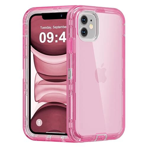 Follaroma for iPhone 11 Case, Heavy Duty Shockproof Protection Phone Cases, Anti-Drop, Dual Layer Transparent Protective Cover Compatible with iPhone 11, 6.1 inch, Crystal Pink - iPhone 11 6.1’ - Pink - Image 1