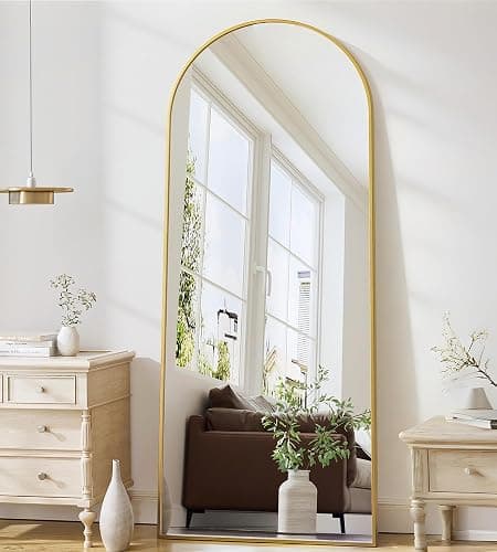 ZMYCZ Mirror Full Length, 71"x26" Arched Full Length Mirror, Arch Mirror with Stand, Large Standing Mirrors, Oversized Full Body Mirrors with Aluminum Frame for Bedroom, Living Room (Gold) - Image 1