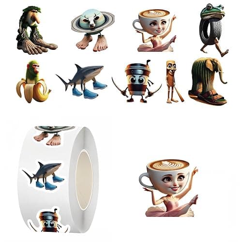 500PCS Small Brainrot Stickers Tung Tung Tung Sahur 1" Tall Tralalero Tralala Italian Brain Rot Sticker for Water Bottle, Laptops, Kids Party Favors - Image 1