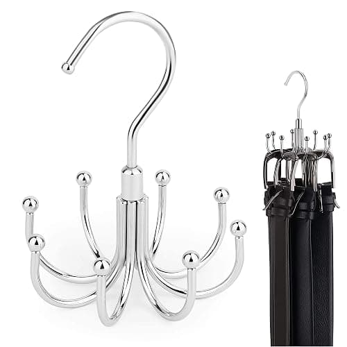ZEDODIER Belt Hanger, Rotatable Belt Rack Closet Accessories Organizer, Maximum 24 Storage Capacity, Hanging Holder Storage Hook for Belt, Bra, Tank Top, Tie, Scarf, Purse, Silver - Silver - 1 Pack - Image 1