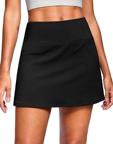 SANTINY 14" Skorts for Women with 2 Pockets High Waisted A Line Casual Pickleball Golf Skort Athletic Tennis Skirt - Image 1