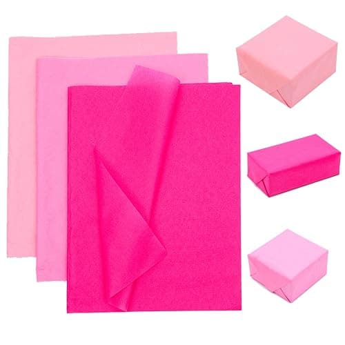 90 Sheet Pink Tissue Paper Recyclable Pink Wrapping Paper 14"x20"for Wedding Valentine Mother's Day Birthday DIY Art Craft Party Favor Decoration - Image 1