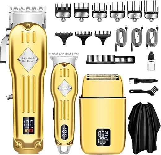 SUNNOW Hair Clippers Professional Cordless for Men, Beard Trimmer Hair Trimmer Electric Foil Shavers Razor Kit, Rechargeable Hair Cut Machines Men's Beard Grooming Kit for Home, Barber - Gold - Image 1