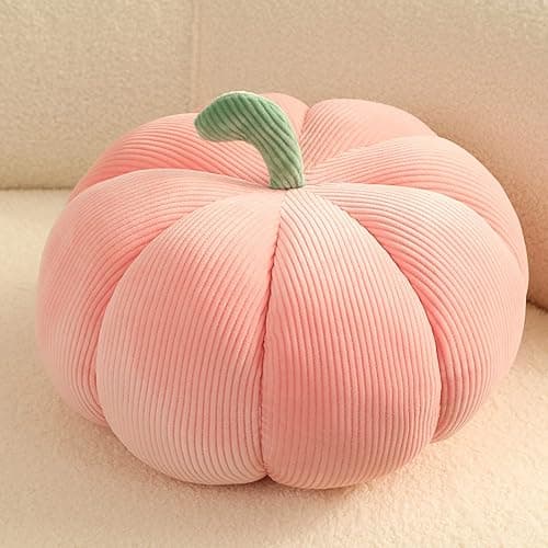 LTGB Pumpkin Throw Pillow, Halloween Stuffed Pumpkin Fluffy Plush Toys Soft Pumpkin Throw Pillow Gifts for Home Decoration Party Favors(Pink - 18 cm) - Image 1