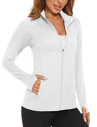 MAGCOMSEN Women's UPF 50+ Lightweight Athletic Jacket Sun Protection Full Zip Long Sleeve Shirts Hiking Outdoor Pockets - Image 1