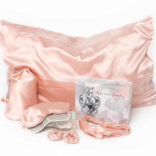 TrueSooth Satin Pillowcase for Hair and Skin, Lavender Sleep Mask, Rose Quartz Despenser, Gifts for Teenage Girls - Image 1