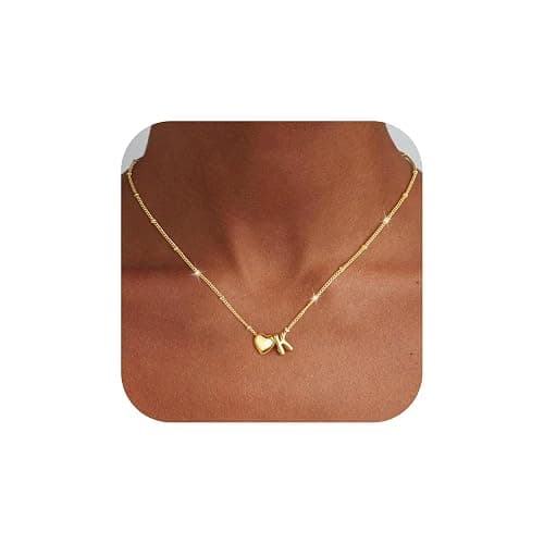 Ursteel Stocking Stuffers for Teen Girls Women - Christmas Gifts for Grandkids, 14K Gold Plated Initial Heart Necklace for Women Trendy, Dainty Letter A-Z Lockets Necklaces Personalized - Image 1