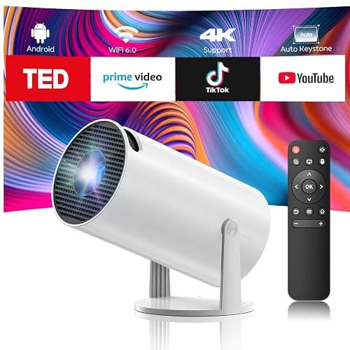 Projector with WiFi and Bluetooth, Mini Projector, 4K 1080P Support Portable Wireless Movie Projectors 220° Rotatable 130'' Screen Auto Keystone Compatible with HDMI/iPhone/TV Stick for Bedroom Indoor - Image 1