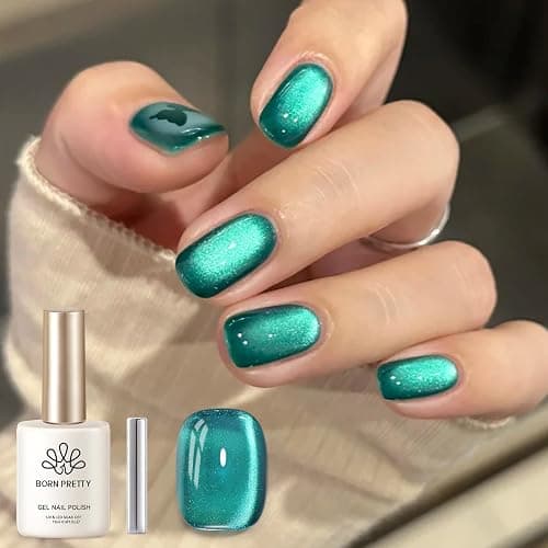 Born Pretty Blue Cat Magnetic Eye Gel Nail Polish Crystal Glass Sea Blue Magnetic Gel Polish Nail Art Manicure DIY at Home 15ML - Image 1