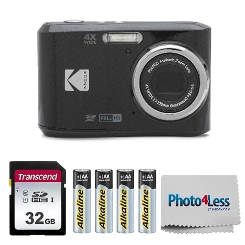 KODAK PIXPRO FZ45 16MP Digital Camera with 4X Optical Zoom 27mm Wide Angle and 2.7" LCD Screen Bundle with 32GB SD Memory Card, AA Batteries (4 Pack), Lens Cleaning Cloth (Black) - Image 1