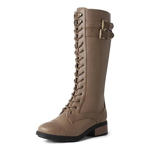 DREAM PAIRS Women's Pu Knee High Riding Combat Boots - Image 1