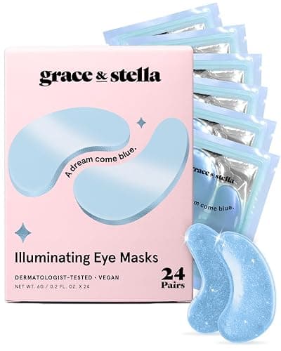grace & stella Award Winning Under Eye Mask Reduce Dark Circles, Puffy Eyes, Undereye Bags, Wrinkles, Gel Under Eye Patches, Get Well Gifts for Women - Vegan Eye mask (24 Pairs, Blue) - Image 1