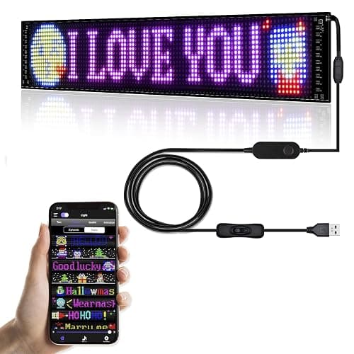 Programmable LED Sign for Business,Flexible Digital Sign,Scrolling LED Sign,Bluetooth APP,DIY Design Animations,Text, Graffiti,Colour (23''x5'') - Image 1