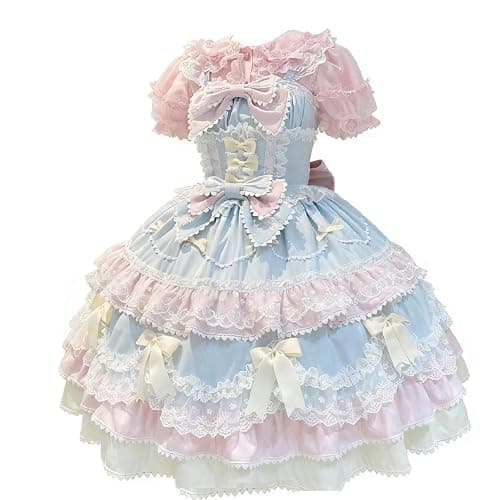 Sweet Pink Lolita Dress for Girls – Ideal Cosplay Costumes and Party Attire with Elegant Bow and Lace Design - Image 1