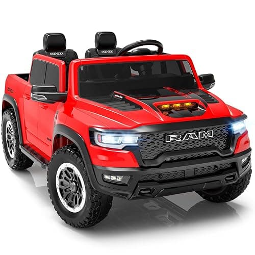 First Ride On 24V Ride On Toys for Big Kids, RAM 1500 2 Seater Ride on Car w/Remote, Battery Powered Truck w/ 4 Wheels Suspension, Toddler Car w/Bluetooth, LED Lights, Trunk - Image 1